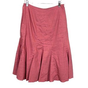 Elie Tahari Linen Blend Midi Skirt Mauve Women's 4